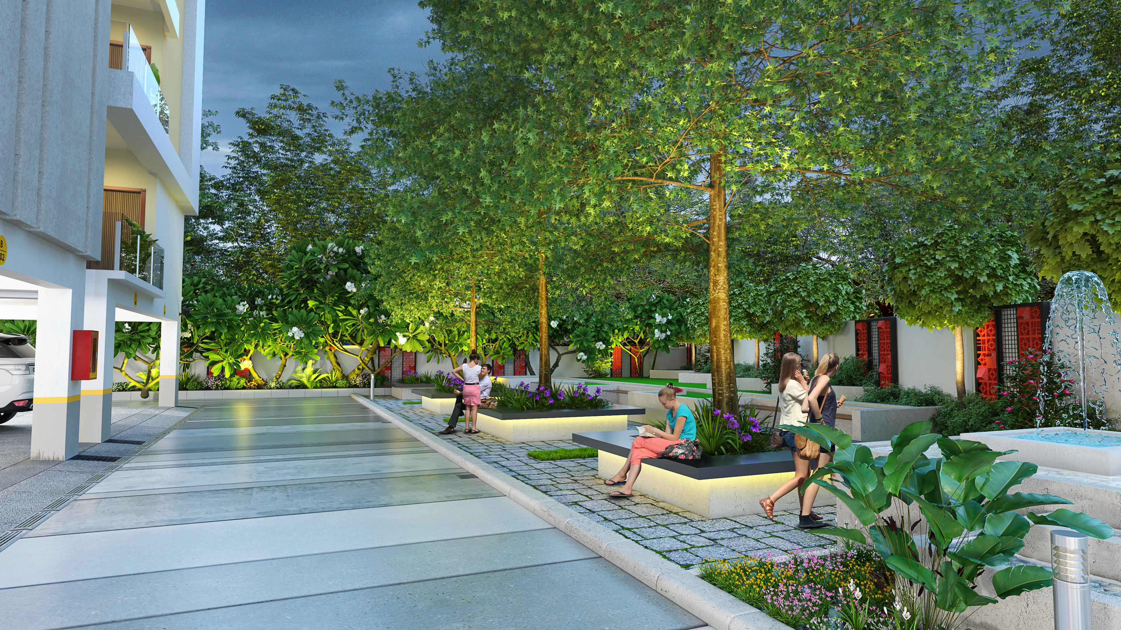 Architecture & Exterior Driveway Sitting Area Design