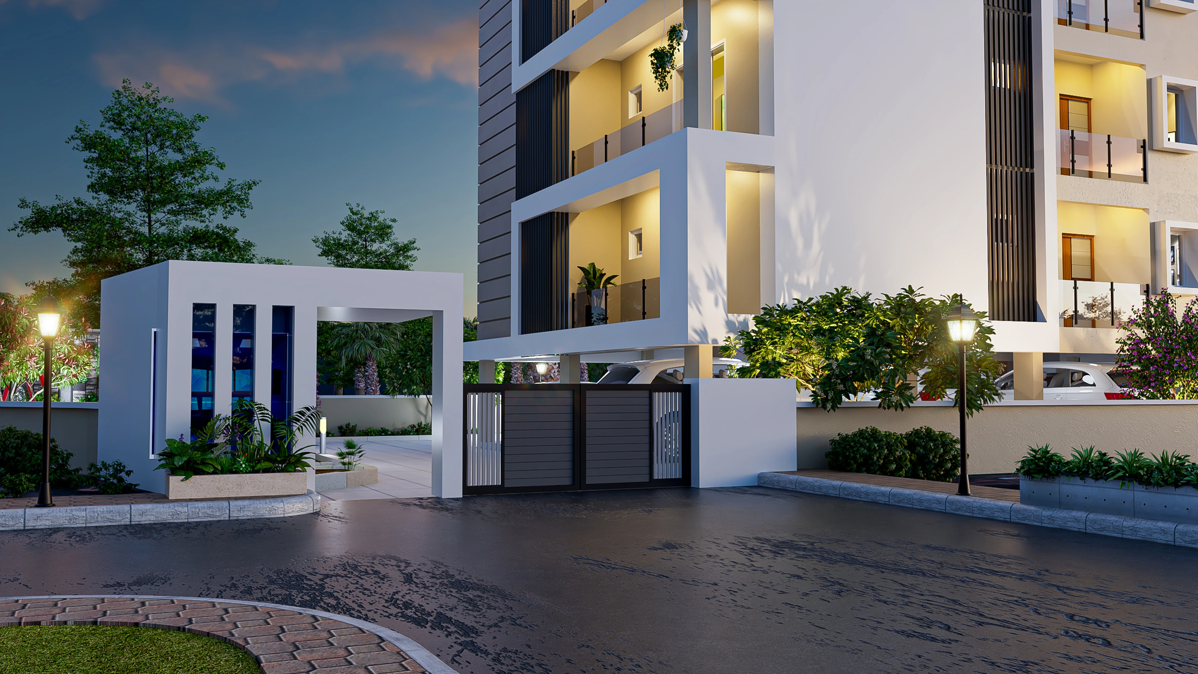 Building Main Entrance with Security